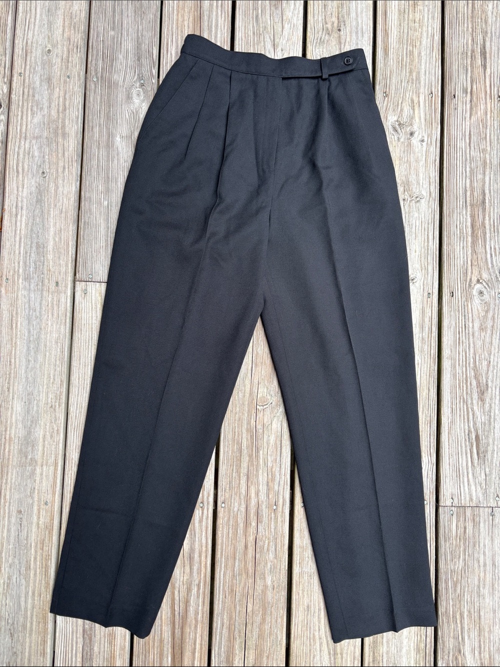 Hawksley & Wright | Black Pleated Y2K Wool Tailored High-Rise Trousers Size 12